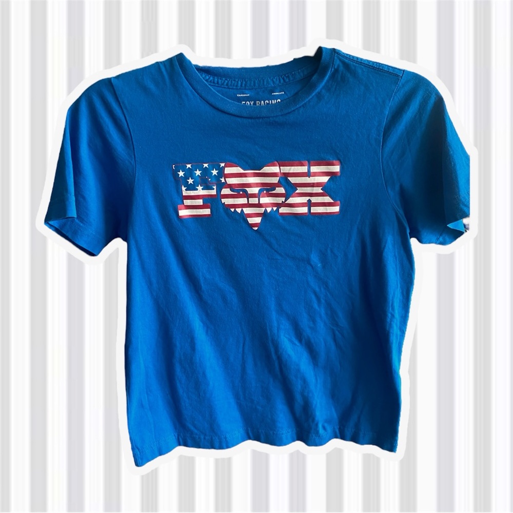 Fox Kids Blue Tee with Patriotic Logo